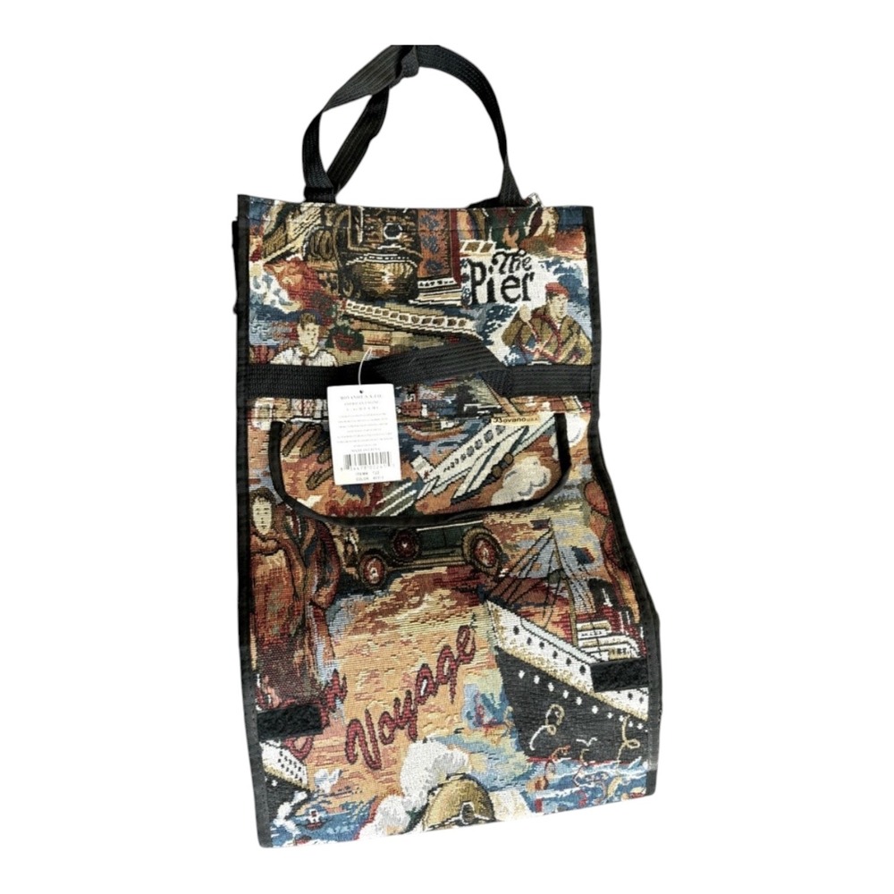 Bovano Rolling Tapestry Luggage Bag Collapsable Heavy Duty Wheels 21" High New